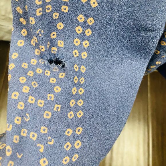 Free People Blue Lace Up Modern Kimono Dress Boho Peasant Size 0 - Picture 11 of 11